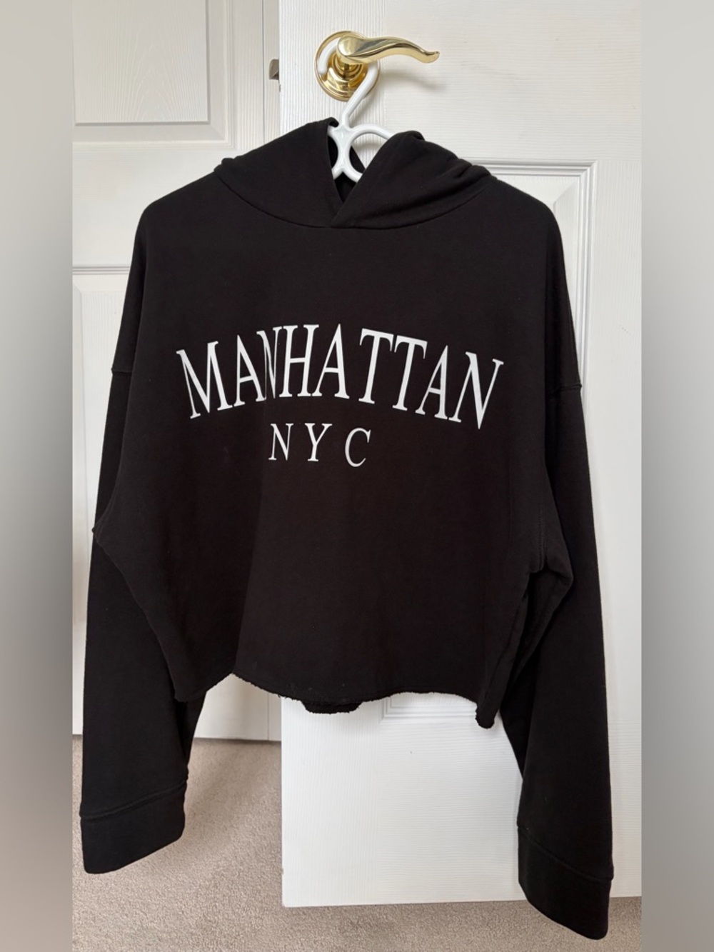 Zara Black Cropped Oversized Hoodie